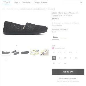 TOMS Black Floral Lace Shoes